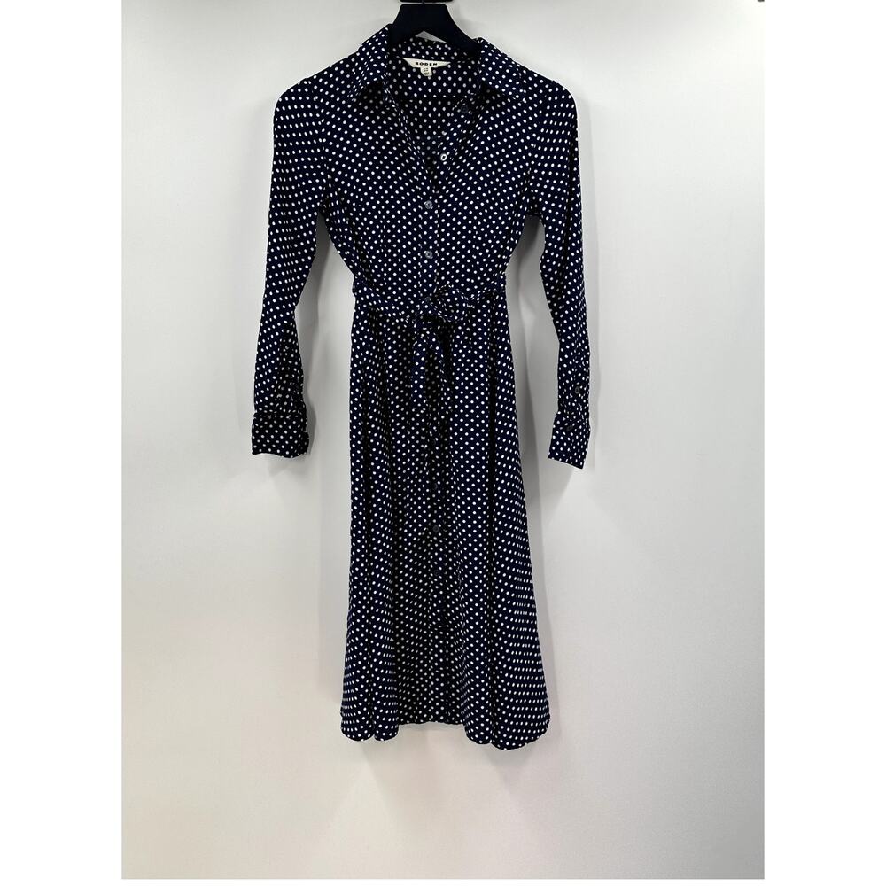 Boden Dark Blue Midi Dress with White Dots